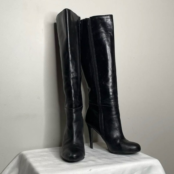 Aldo Shoes - Women's Tall Boots Black Leather Zip Wider Calf